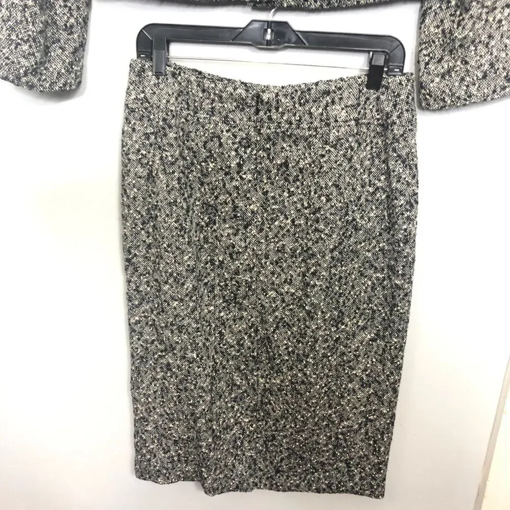 Talbots Vintage Set Pencil Skirt 10 Crop Blazer 12 Italian Wool Grey Tweed